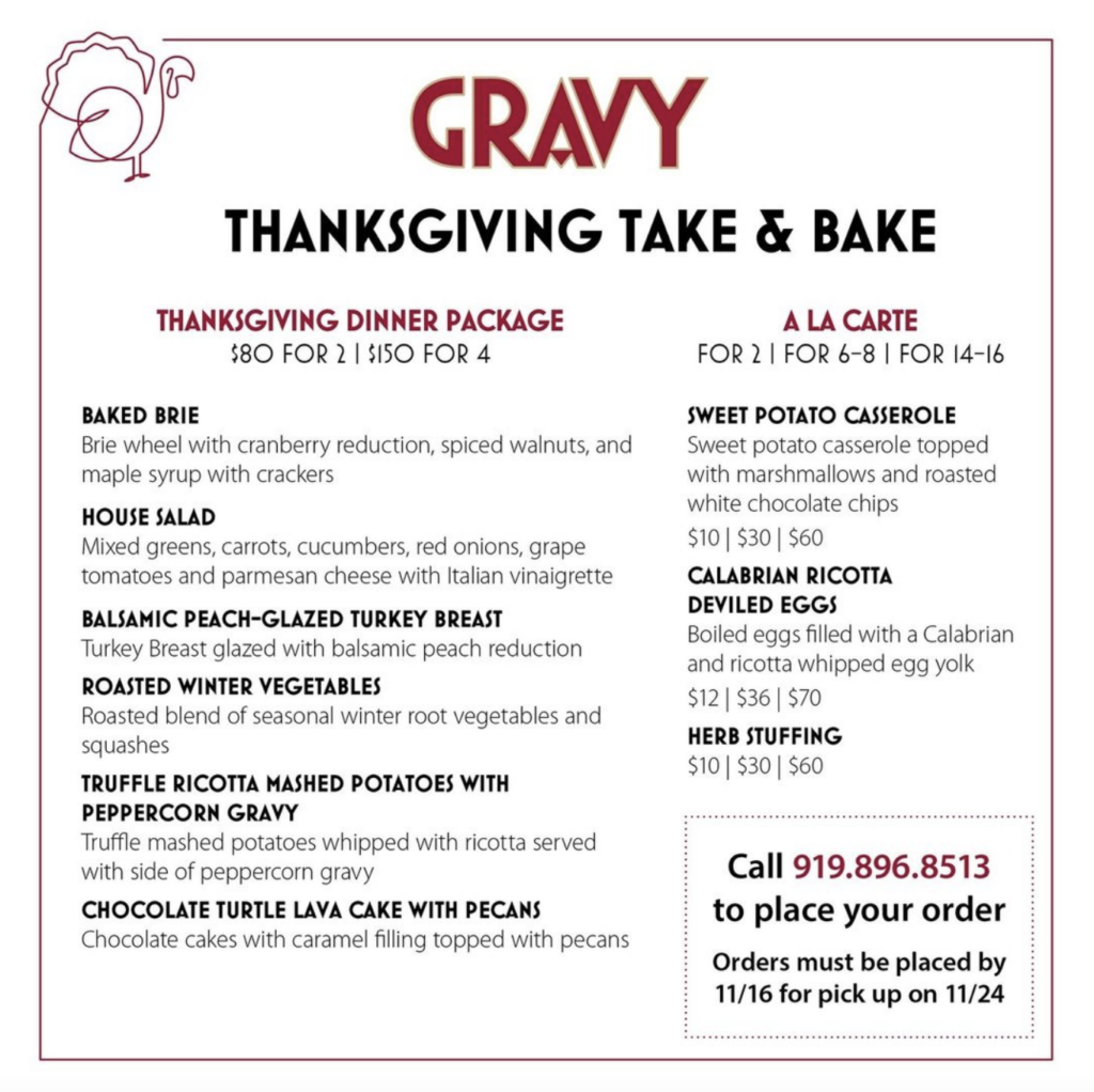 Gravy Thanksgiving Menu