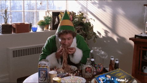 The Elf Eating Sweets