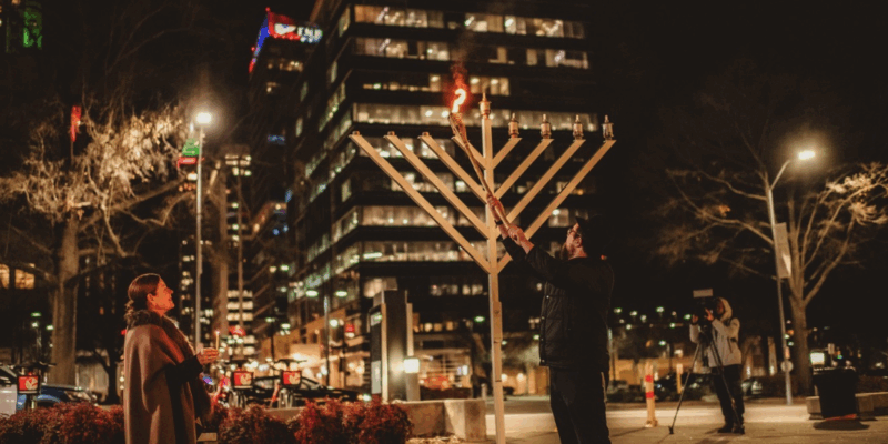 downtown raleigh menorah lighting