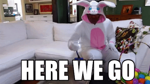 Here we go Easter bunny GIF by Robert E Blackmon
